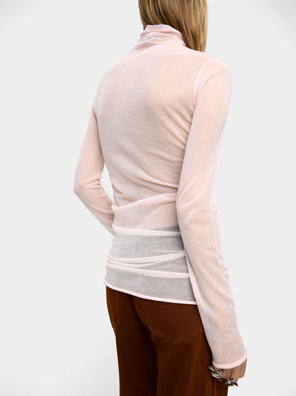 Knit sweater with high neck