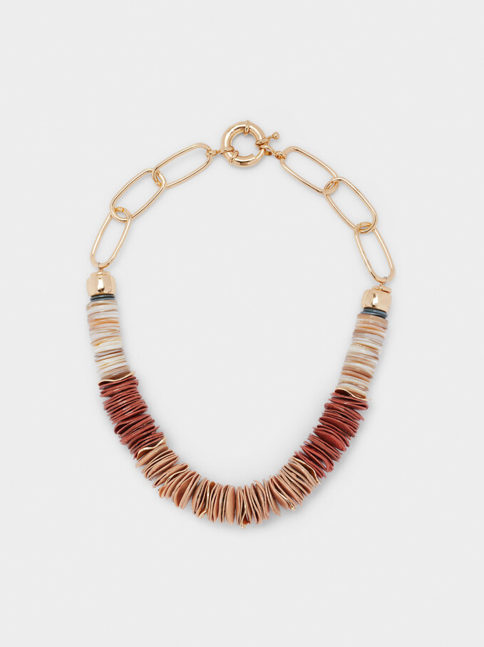 Short Necklace With Shell, Multicolor, hi-res
