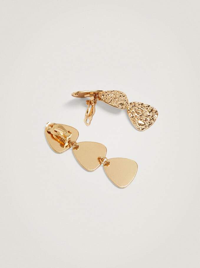 Gold Clip Earrings, Golden, hi-res