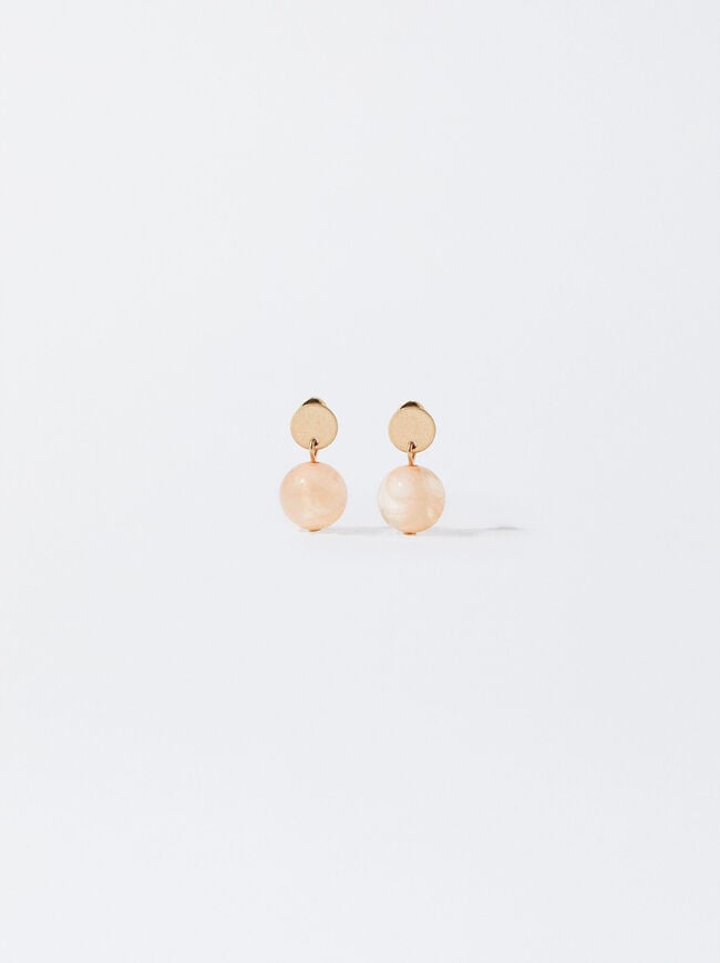 Golden Earrings With Resin