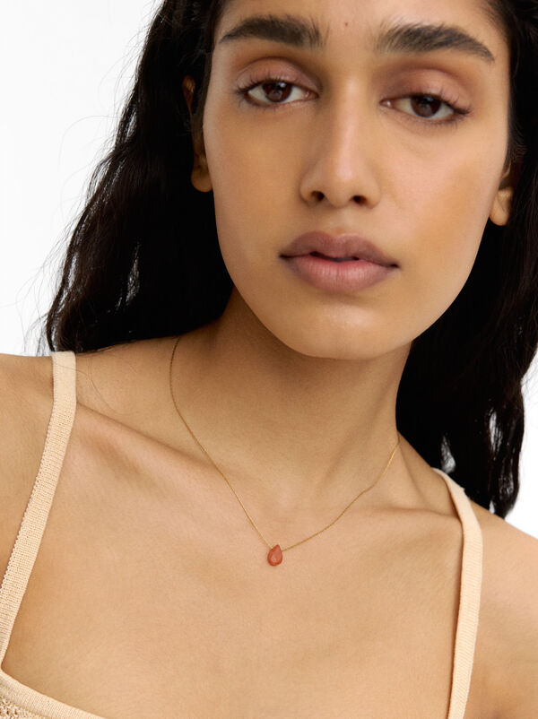 Collier court avec jaspe bréchique – acier inoxydable