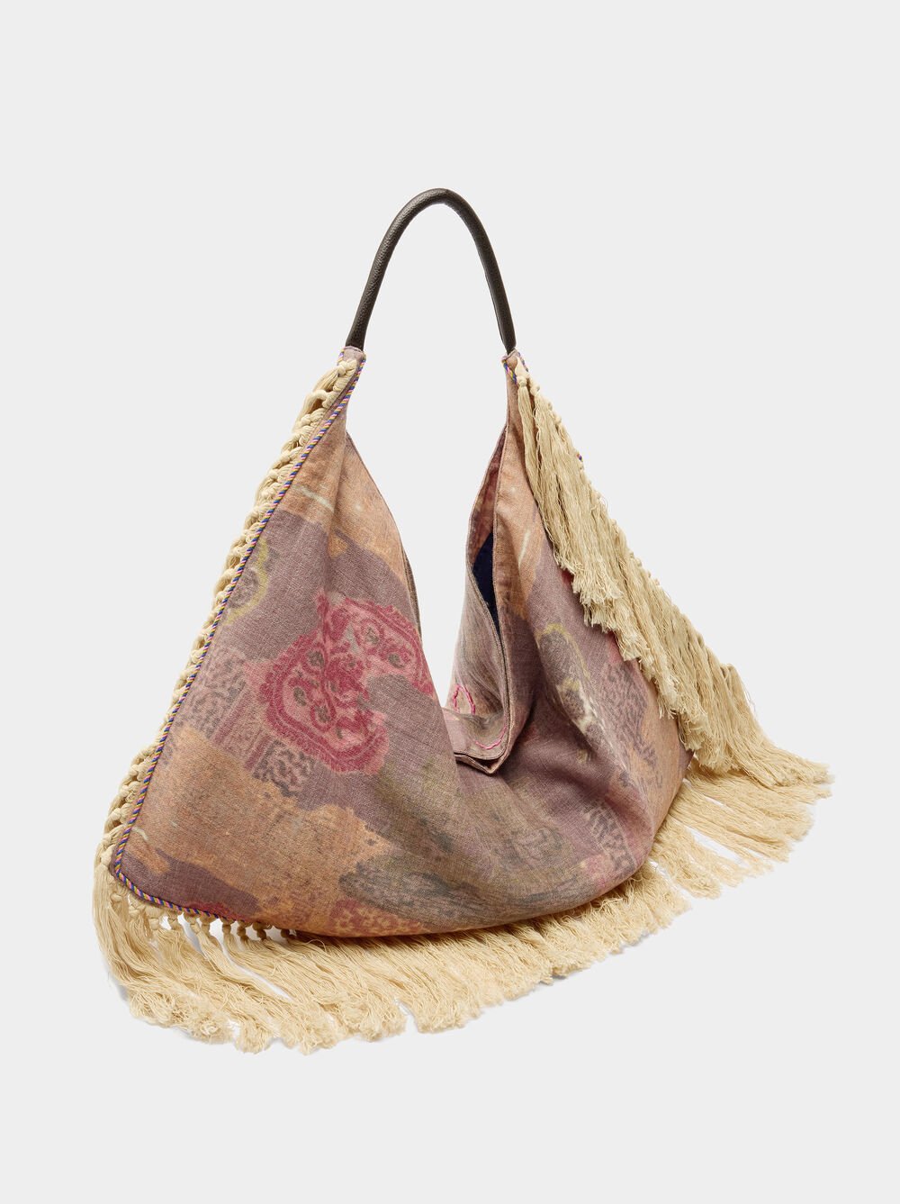 Bolso shopper de tejido con flecos