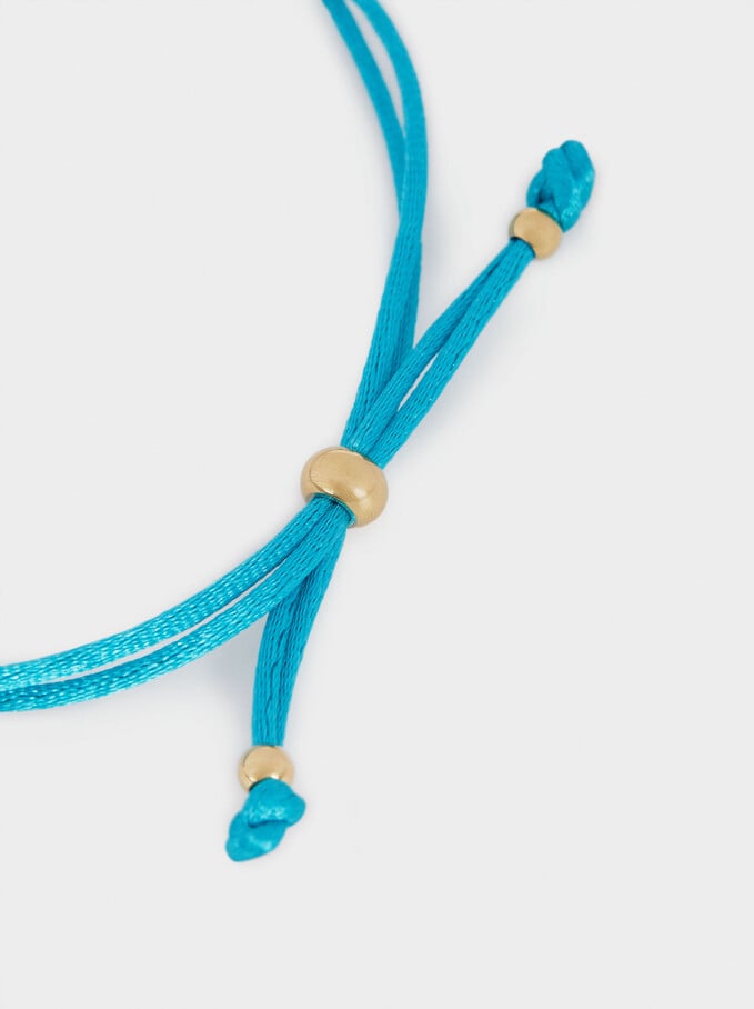 Adjustable Stainless Steel Bracelet With Charm, Blue, hi-res