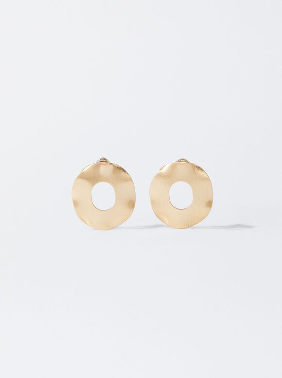 Earrings With Matte Effect, Golden, hi-res