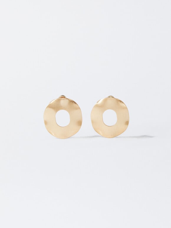 Earrings With Matte Effect, Golden, hi-res