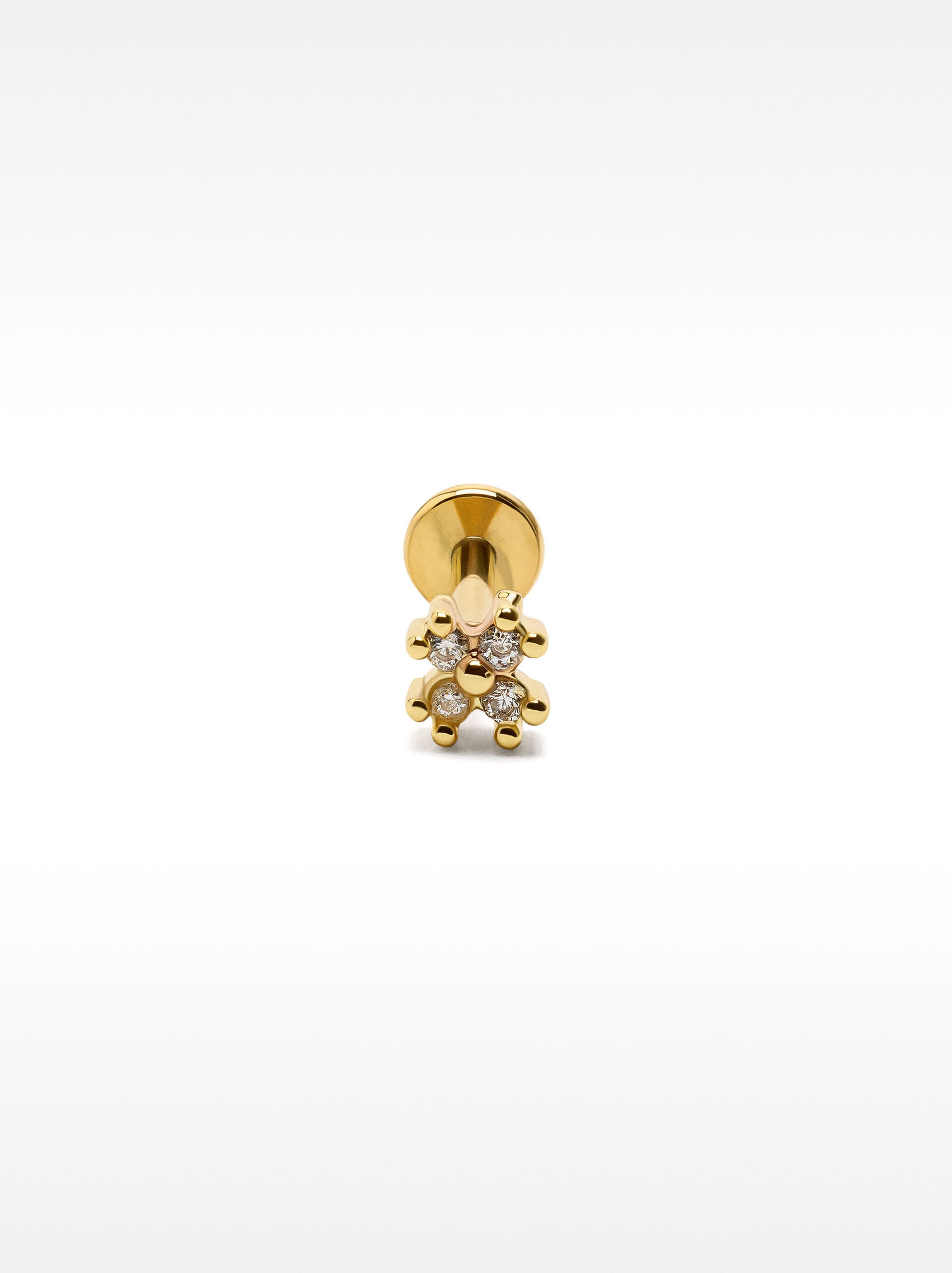 Piercing all’orecchio a fiore con zirconi – acciaio inossidabile image number 1.0