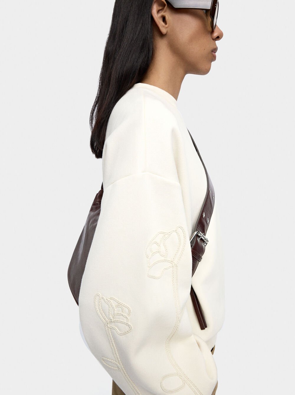 Cotton sweatshirt with flower