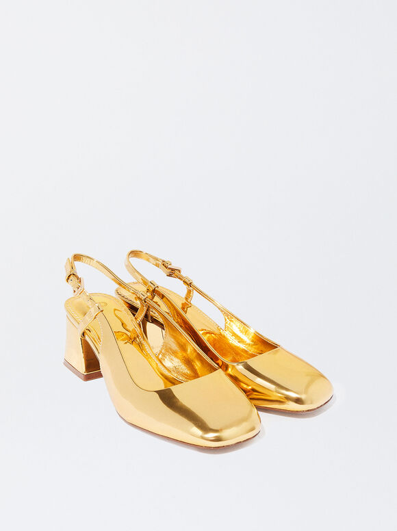 Zapato Tacón Destalonado - Dorado - Mujer Zapatos de Tacón -