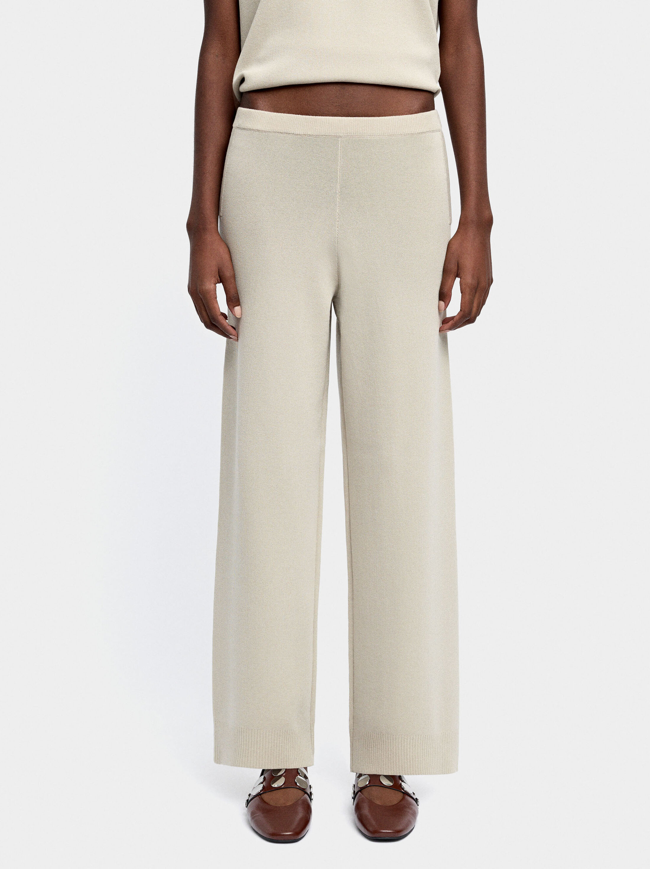 Elastic waist knit trousers image number 1.0