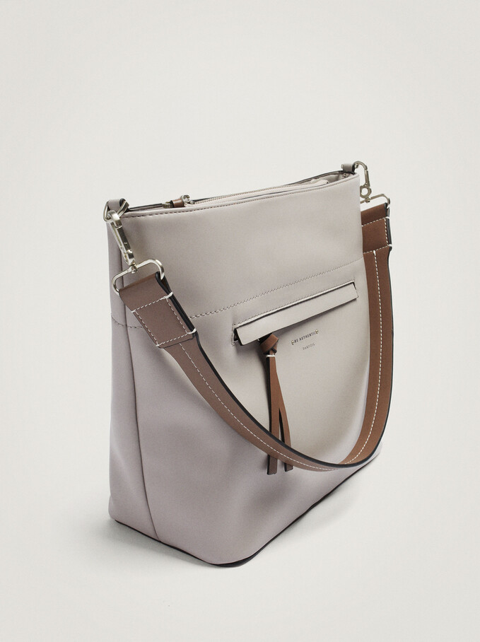Shoulder Bag With Detachable Handle, Brown, hi-res