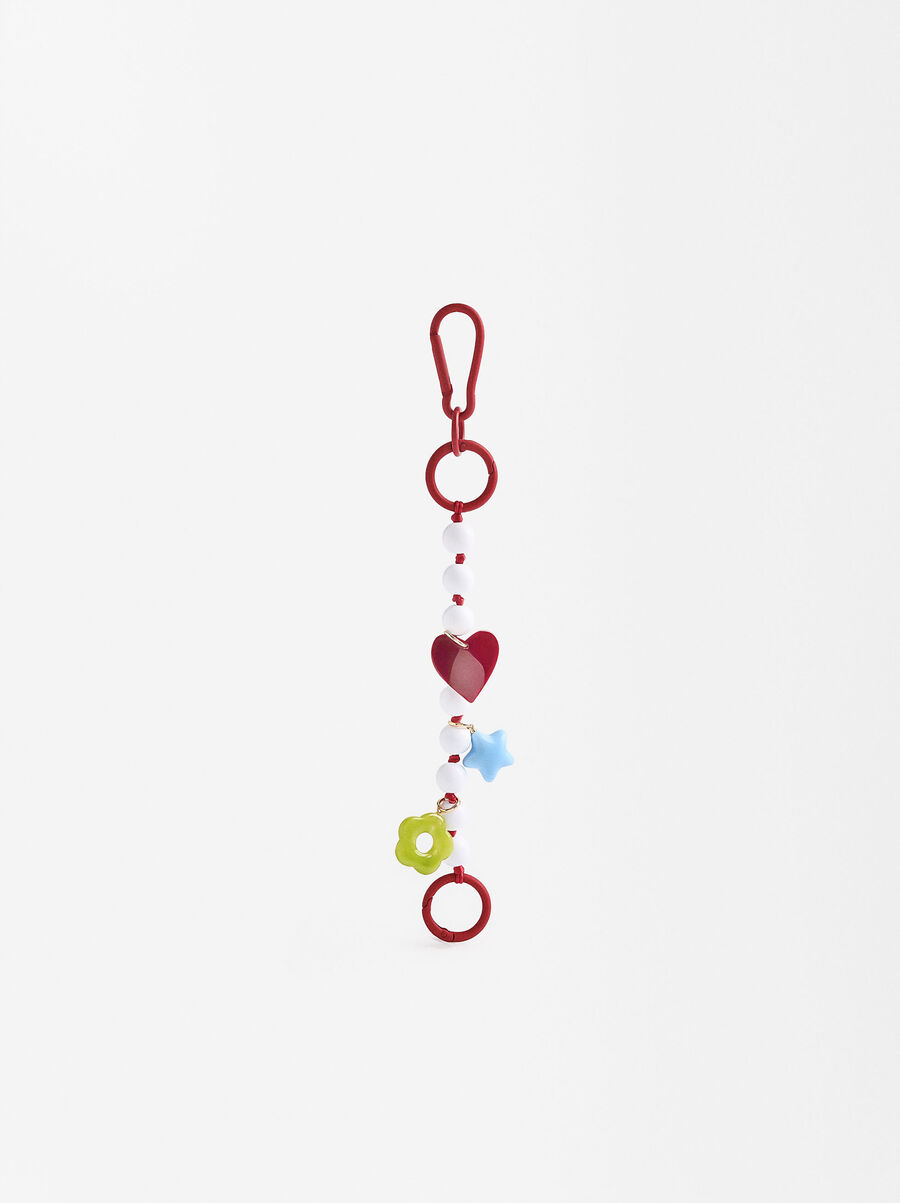 Keychain charm in the shape of a heart and star