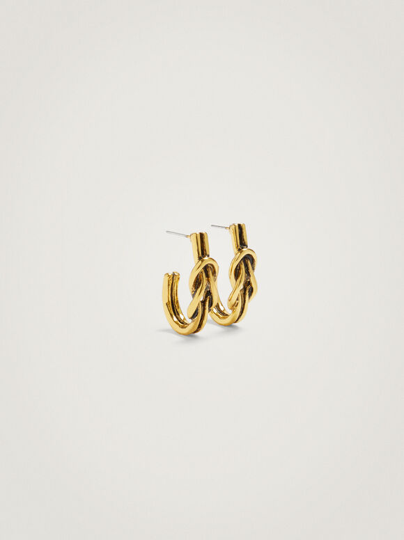 Knot Earrings, Golden, hi-res