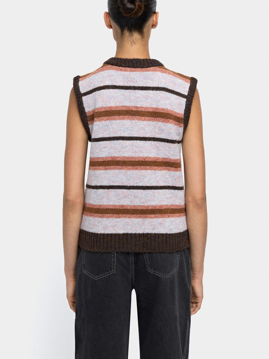 Knit vest with stripes
