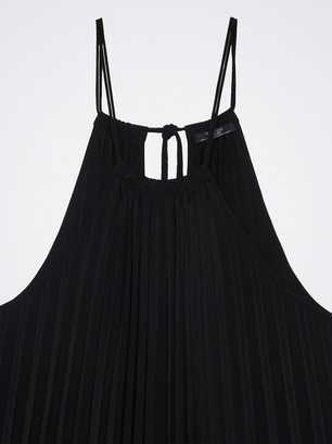 Robe Longue Plissée, Noir, hi-res