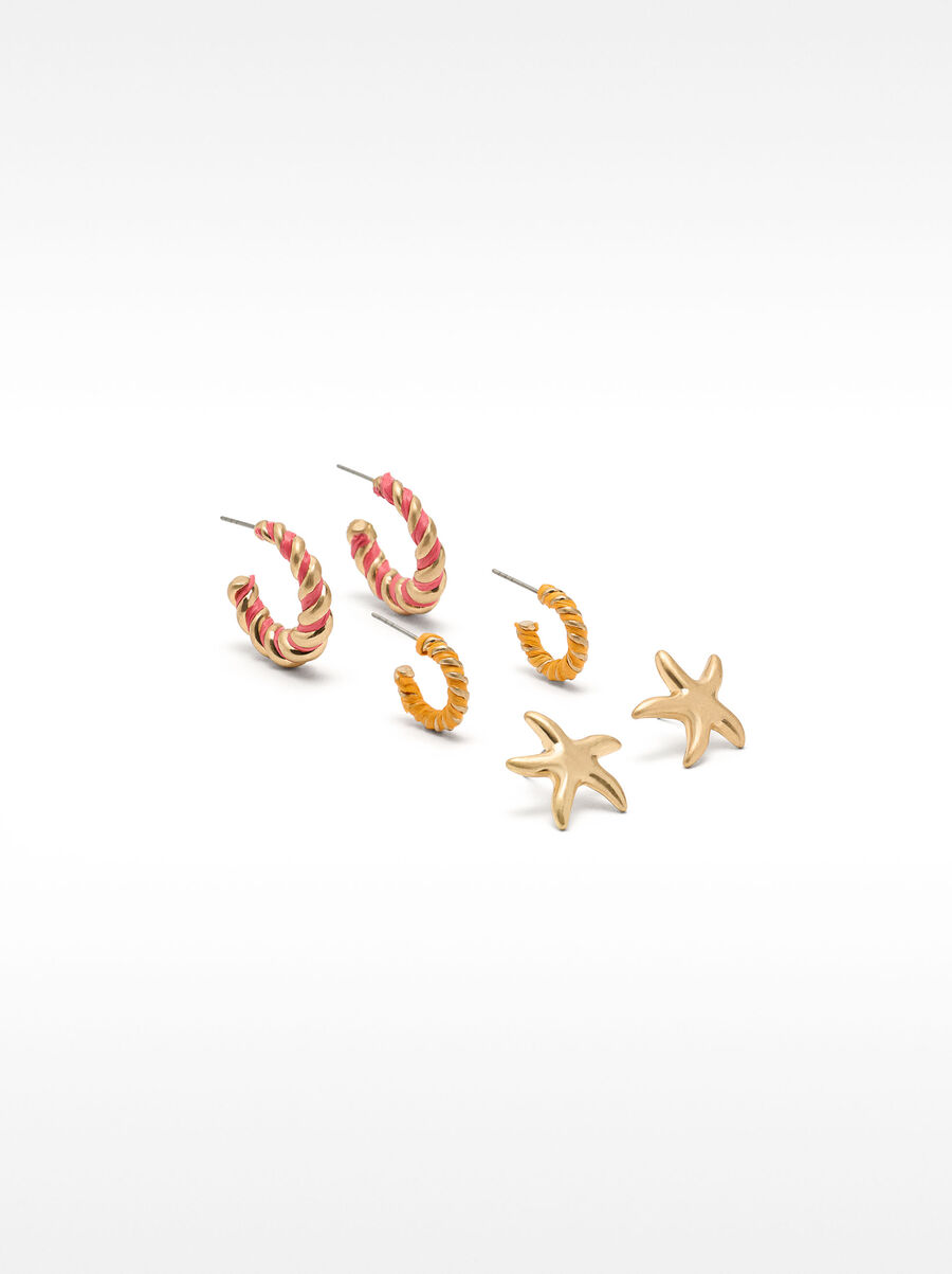 Earring set with raffia