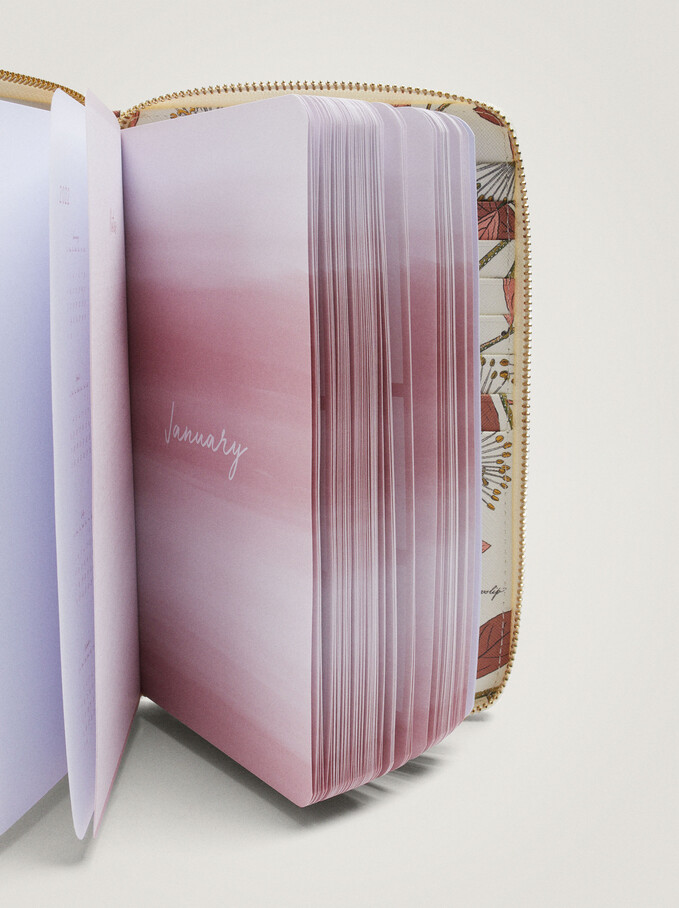 Floral Print Notebook, Pink, hi-res