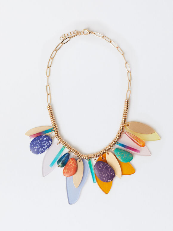 Necklace With Stones And Resin, Multicolor, hi-res