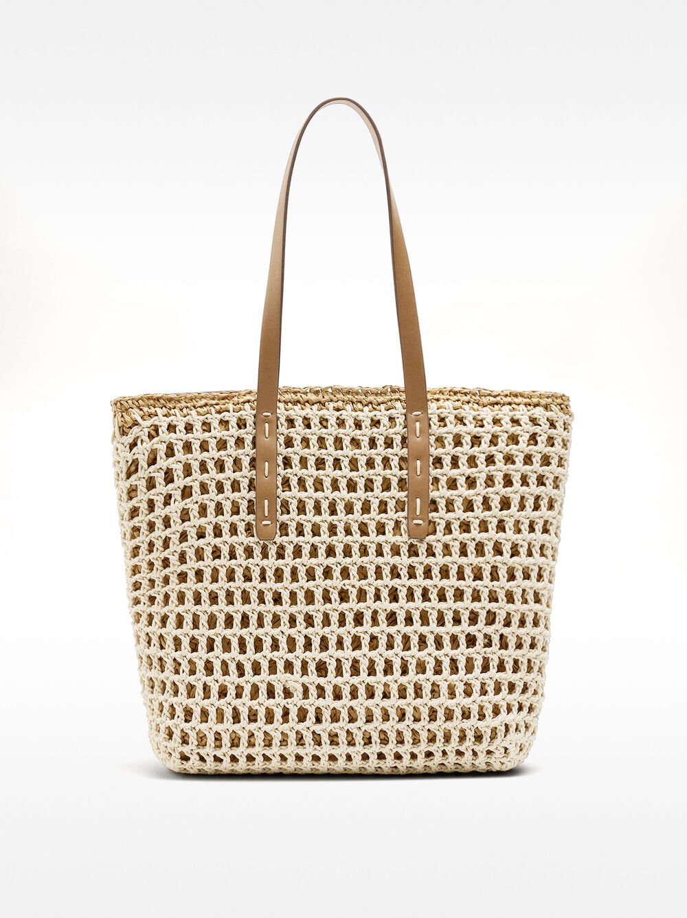 Braided shopper bag with straw effect