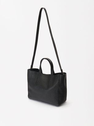 Personalized Leather Tote Bag, Black, hi-res