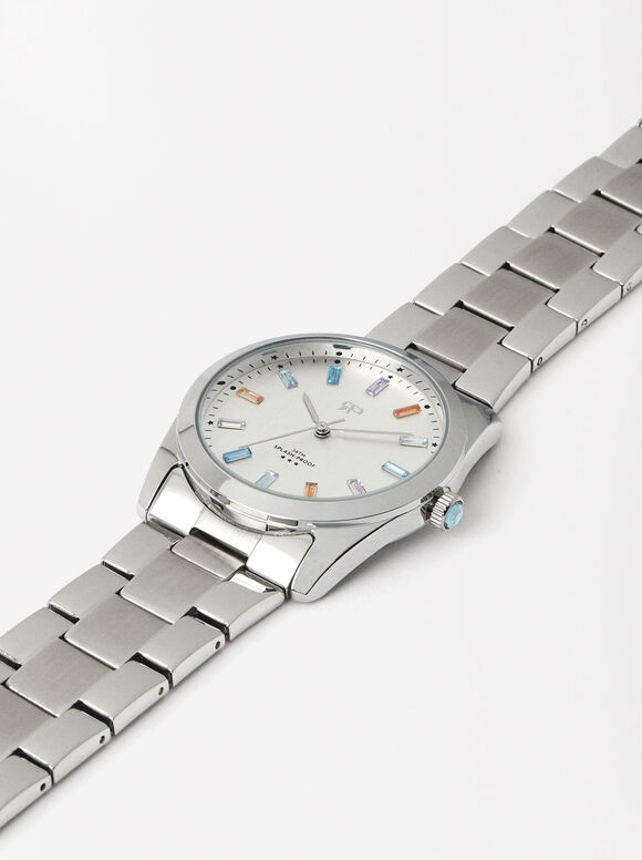 Personalized Watch With Crystals, Silver, hi-res