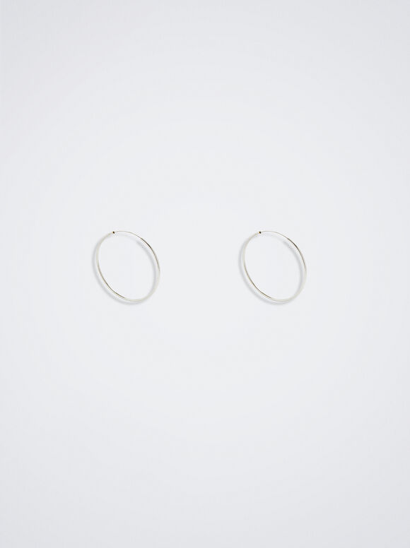 Silver Hoop Earrings, Silver, hi-res