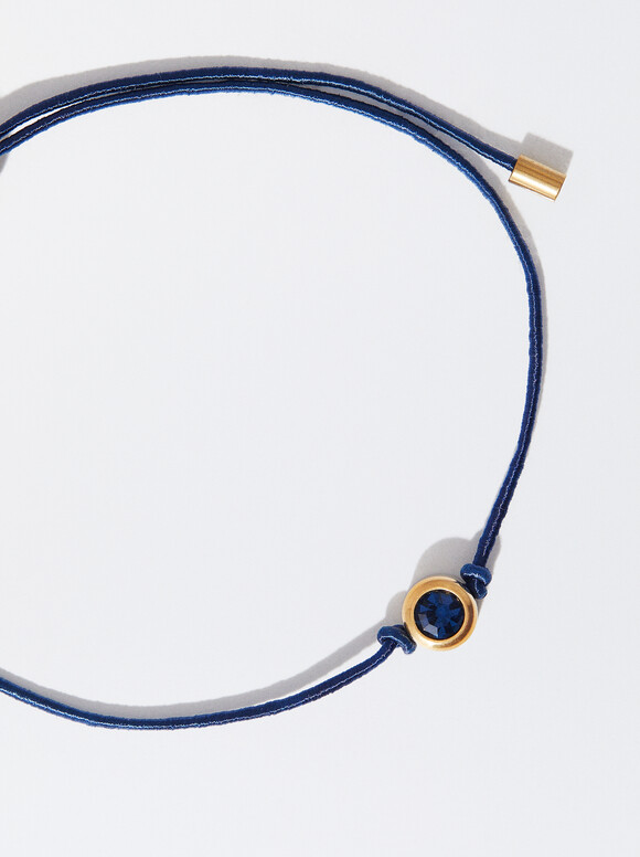 Adjustable Steel Bracelet With Steel Charm, Blue, hi-res
