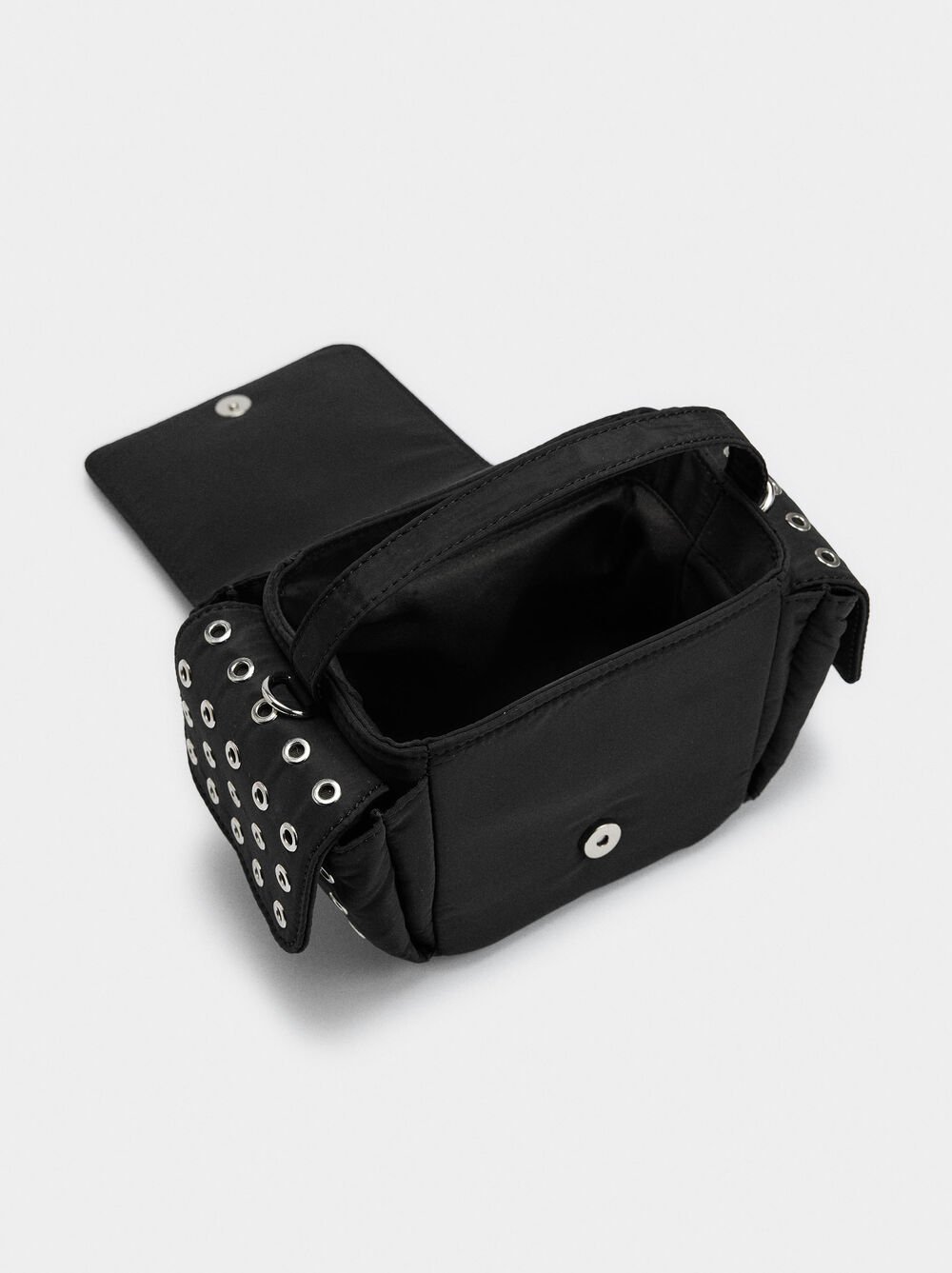 Nylon crossbody bag with studs