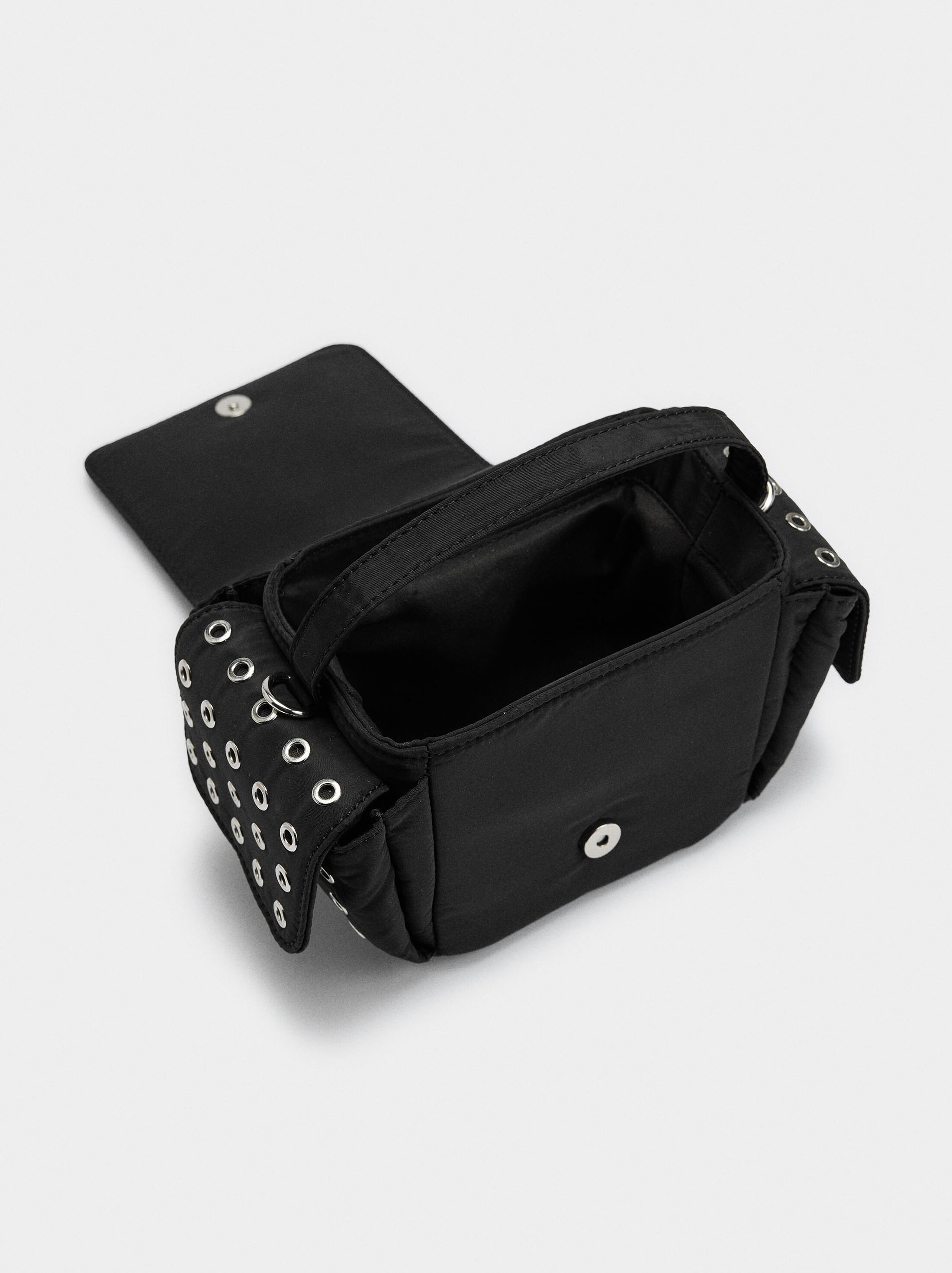 Nylon crossbody bag with studs image number 4.0