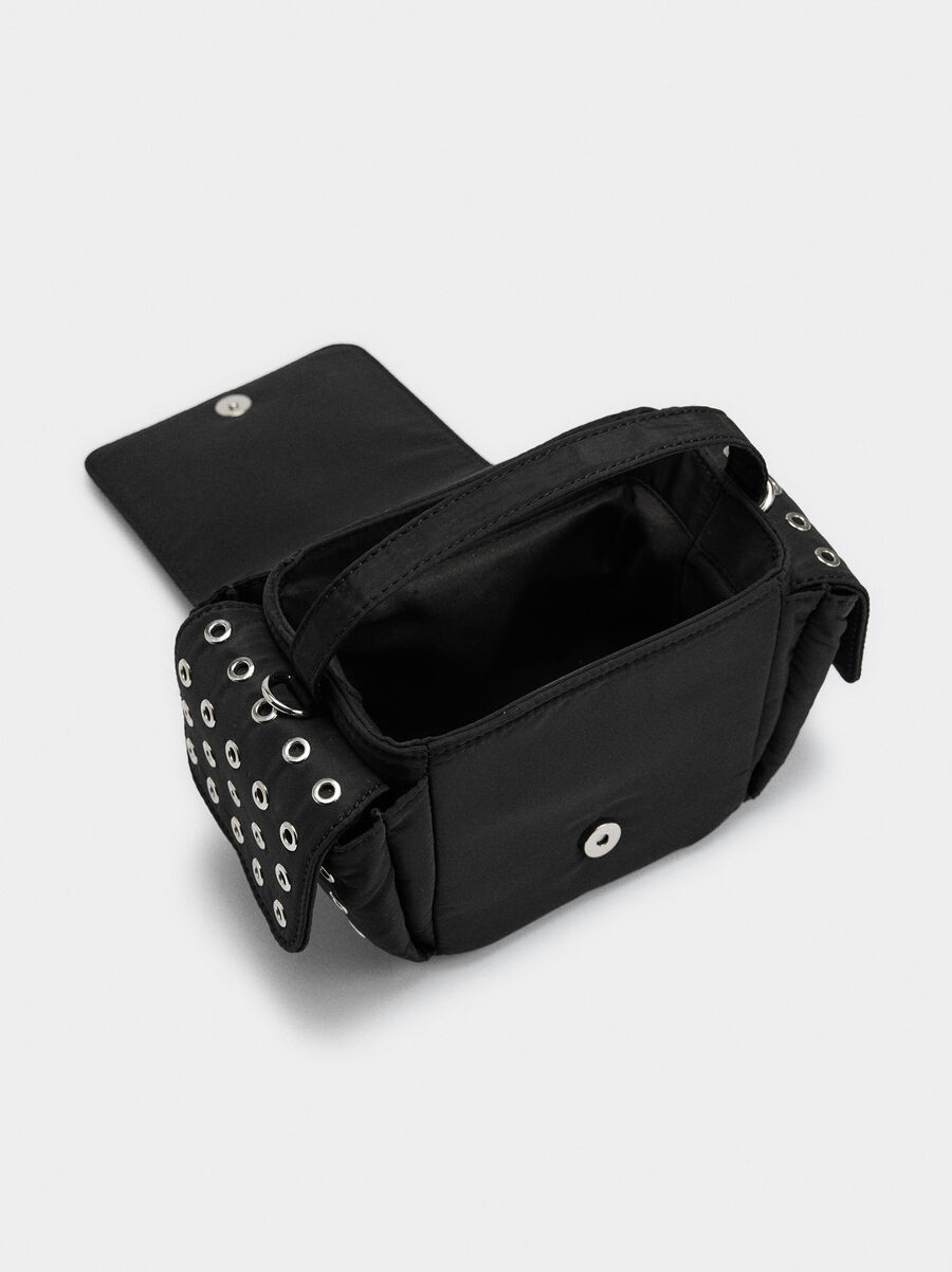 Nylon crossbody bag with studs