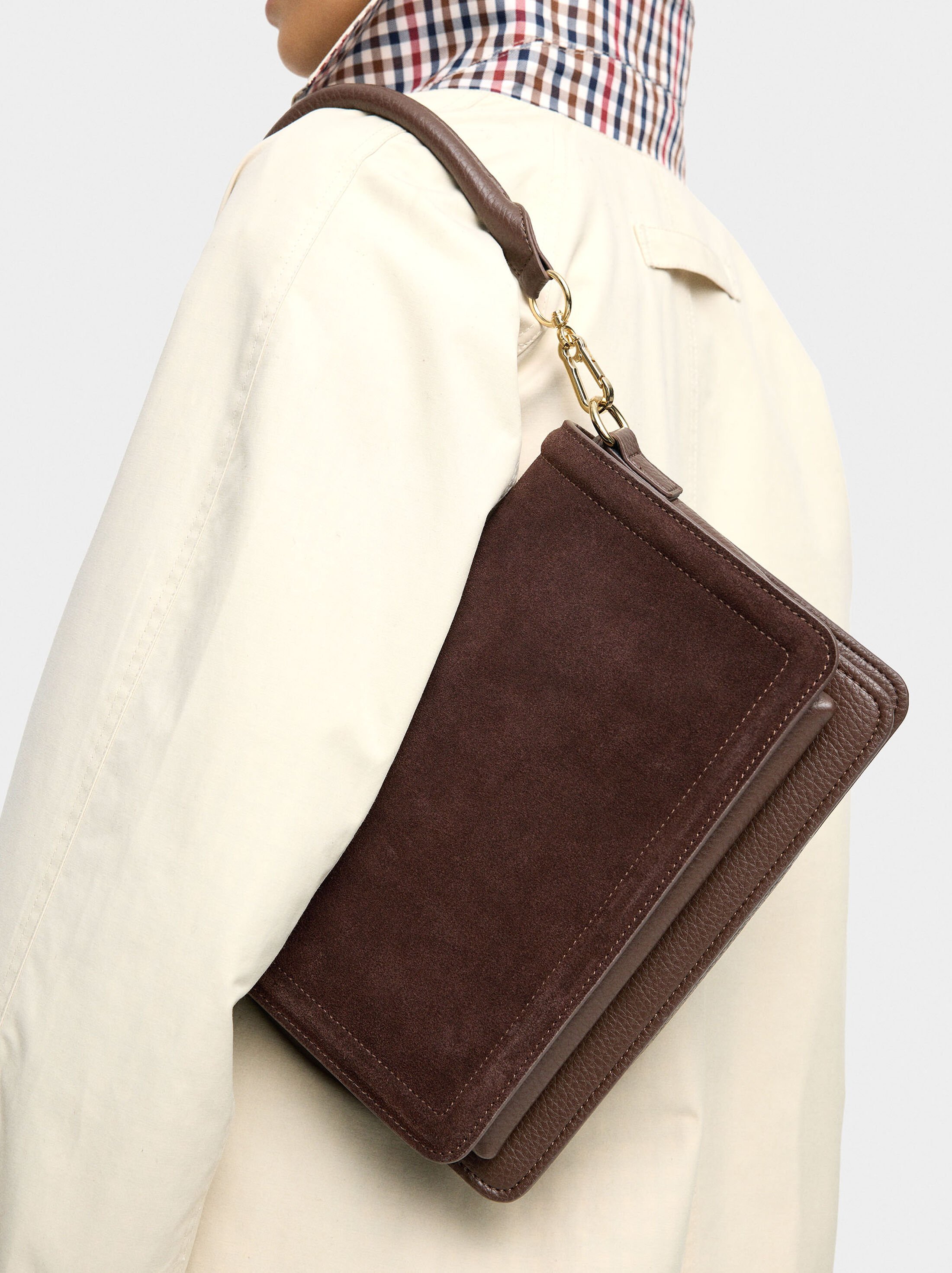 Crossbody bag with flap and leather details image number 1.0