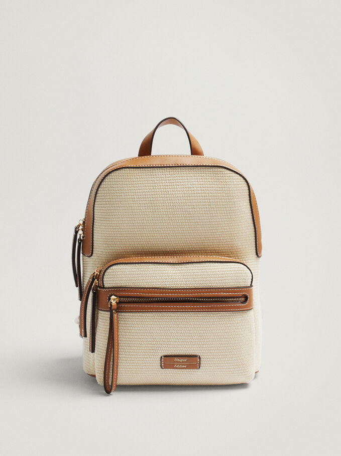 Backpack With Outer Pockets, Ecru, hi-res