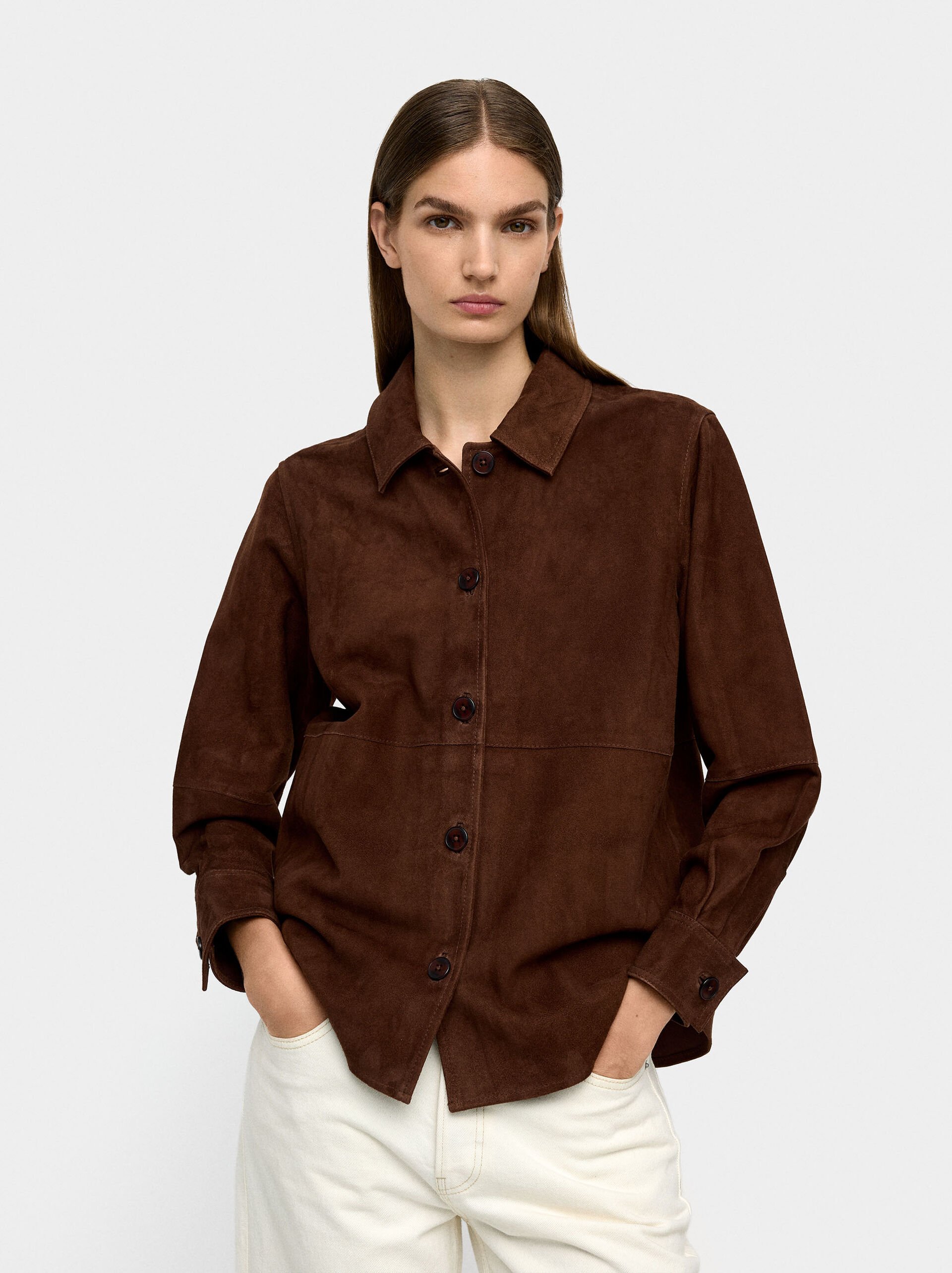 Cappotto in pelle scamosciata con pelliccia image number 3.0