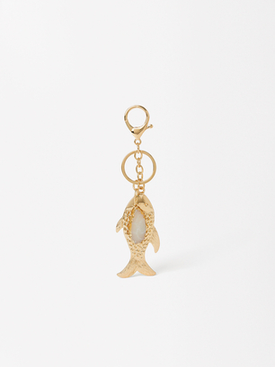 Fish Key Ring, Golden, hi-res