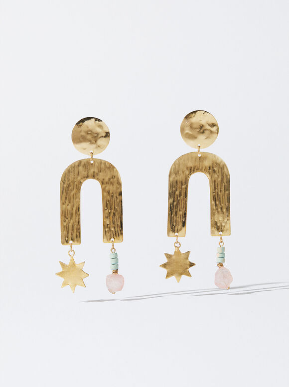 Online Exclusive - Earrings With Stone And Stars, Multicolor, hi-res