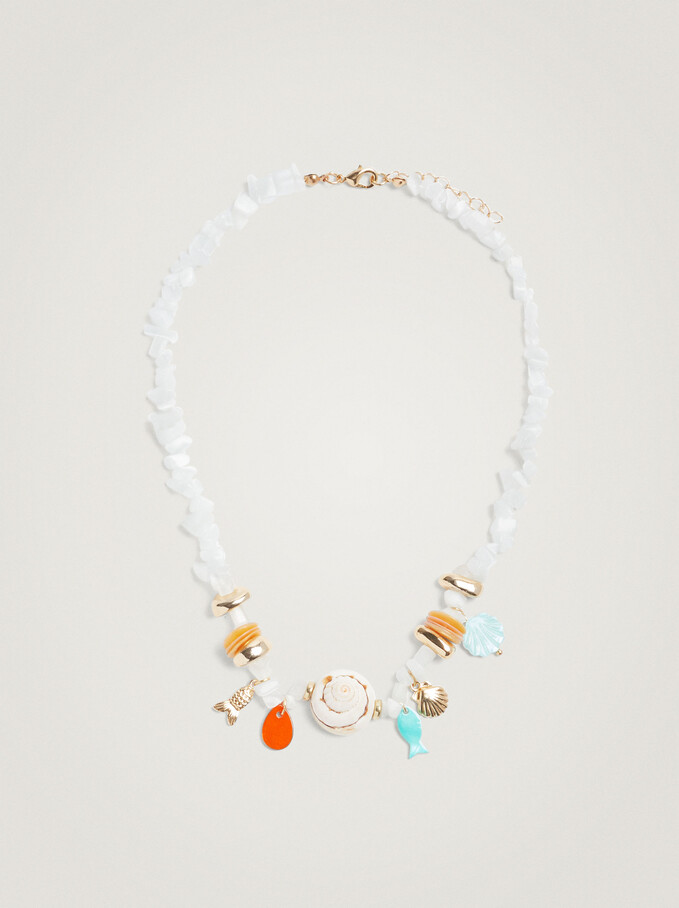 Necklace With Stone And Shell, Multicolor, hi-res