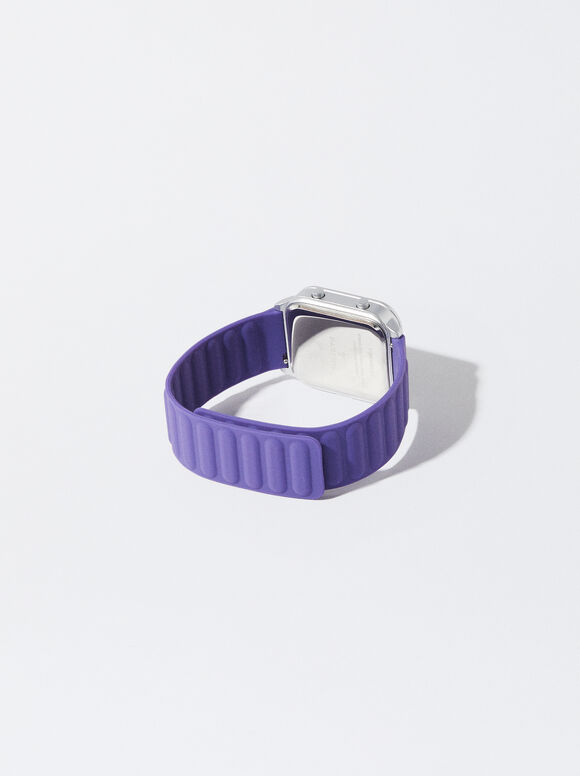 Digitaluhr Mit Armband Aus Silikon, Violett, hi-res