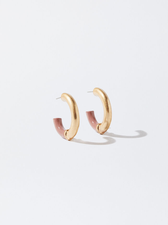 Enameled Gold Hoop Earrings