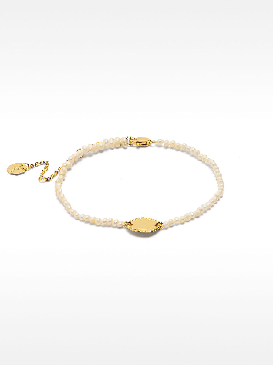 Armband mit Süßwasserperle und Medaille – 925 Sterlingsilber
