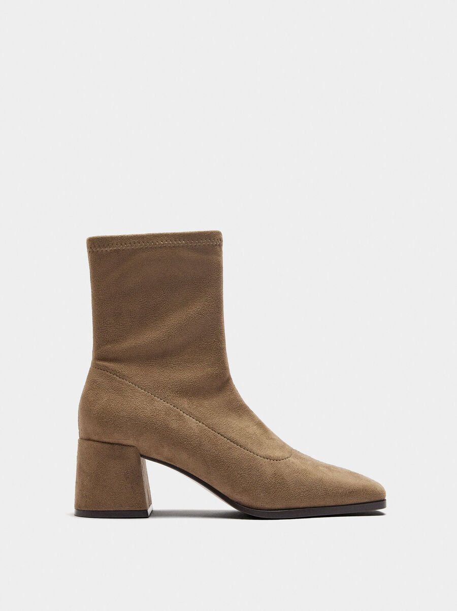 Suede effect ankle boots