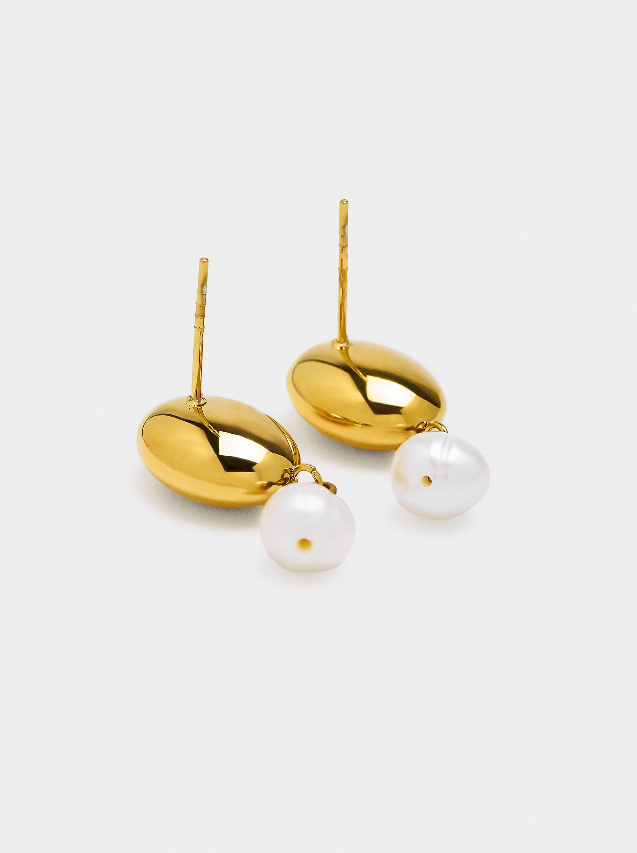 Earrings with pearl - stainless steel image number 2.0