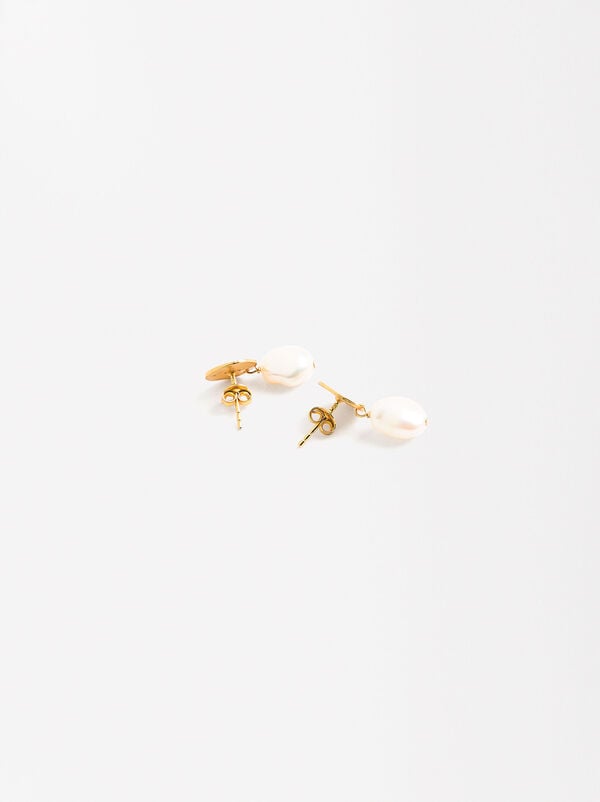 Short earrings with freshwater pearls - 925 sterling silver