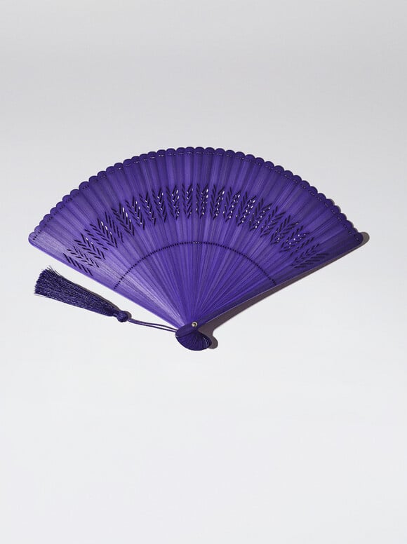 Bamboo Perforated Fan, Violet, hi-res