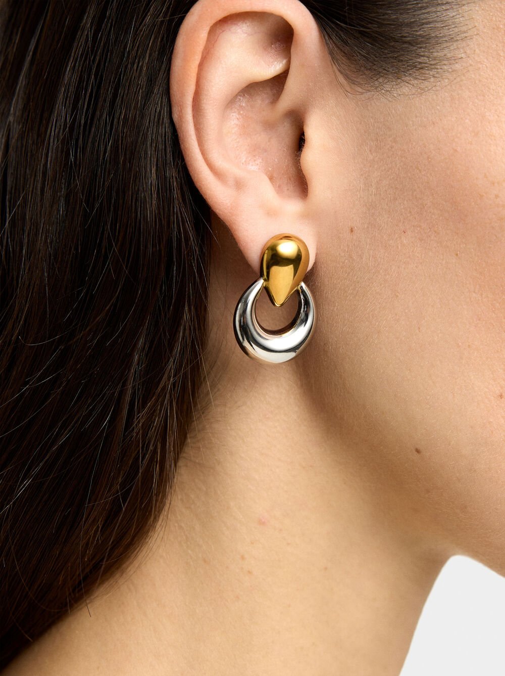 Bicolor short earrings - stainless steel