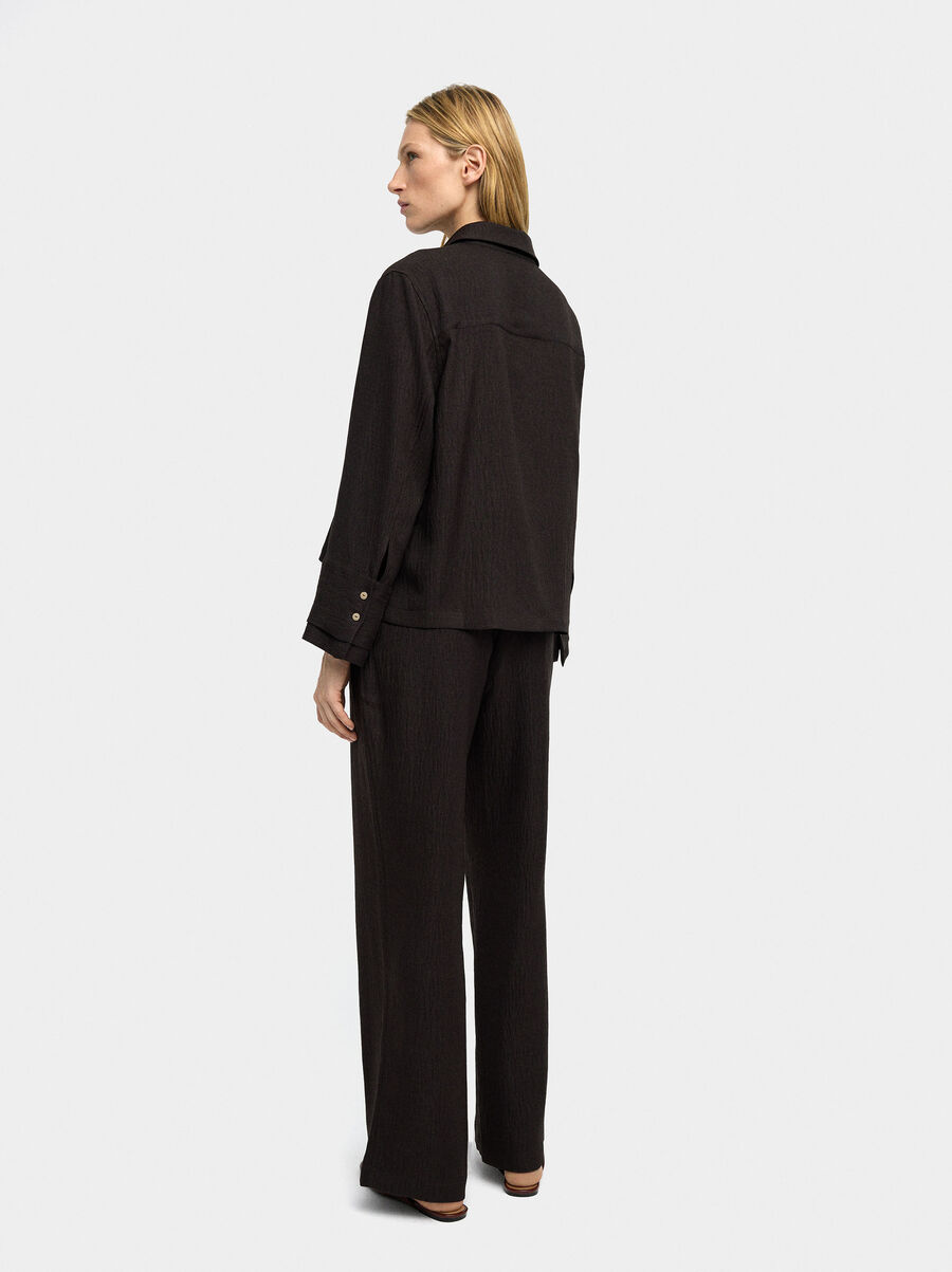 Wrinkled effect flowy pants