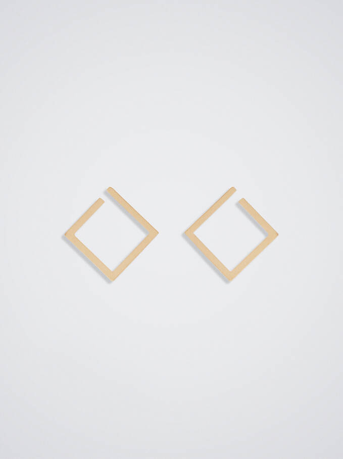 Gold Geometric Earrings , Golden, hi-res
