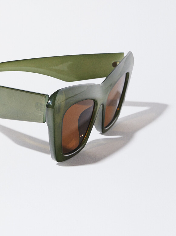 Cat Eye Sunglasses, Green, hi-res