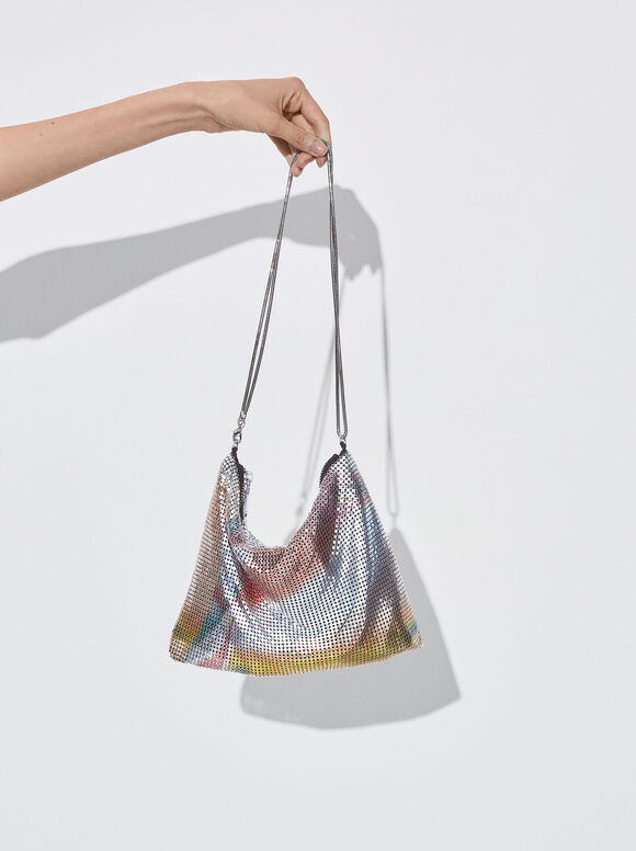 Online Exclusive - Mesh Fabric Party Bag, Pink, hi-res