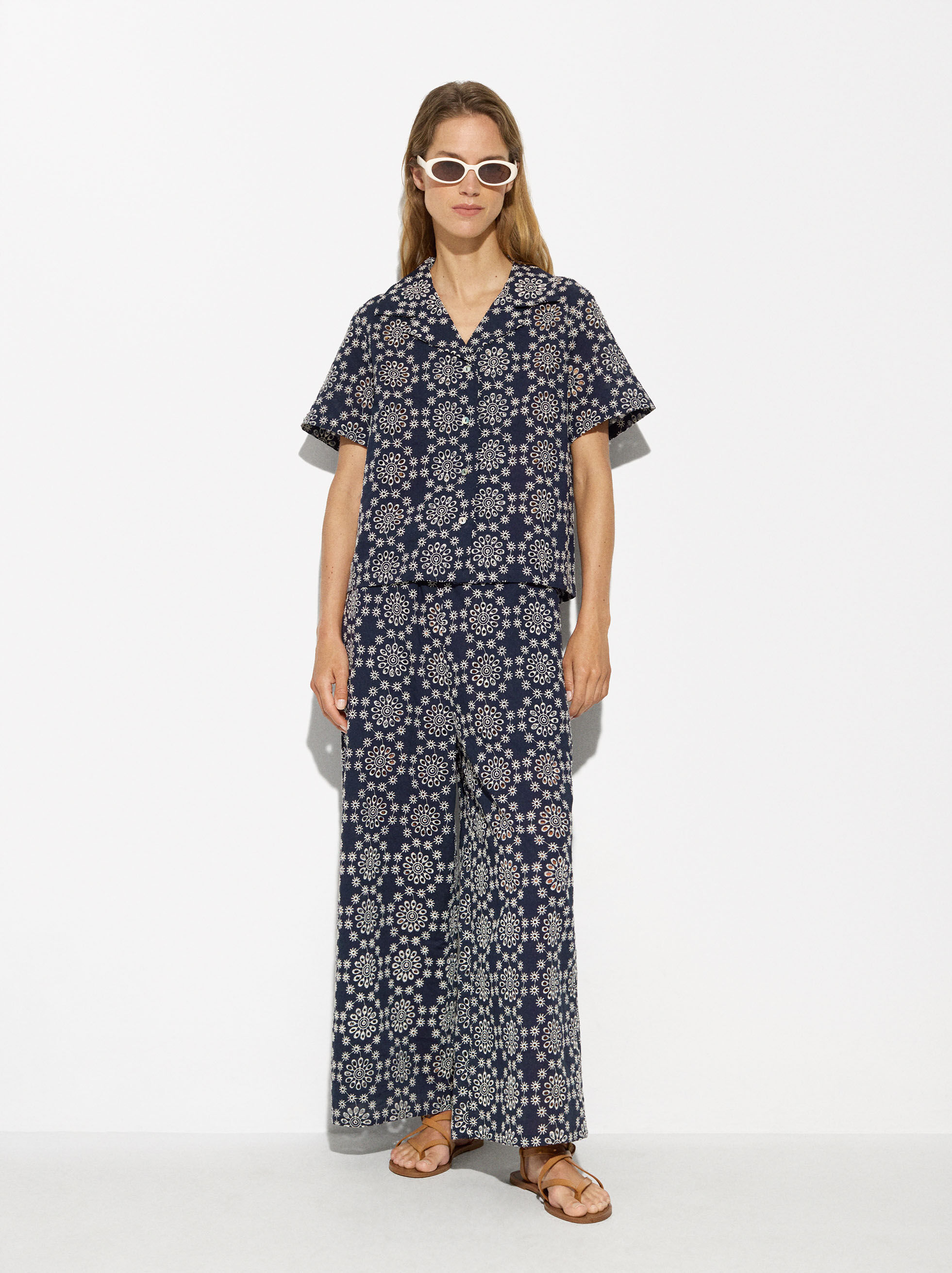 Embroidered trousers online store