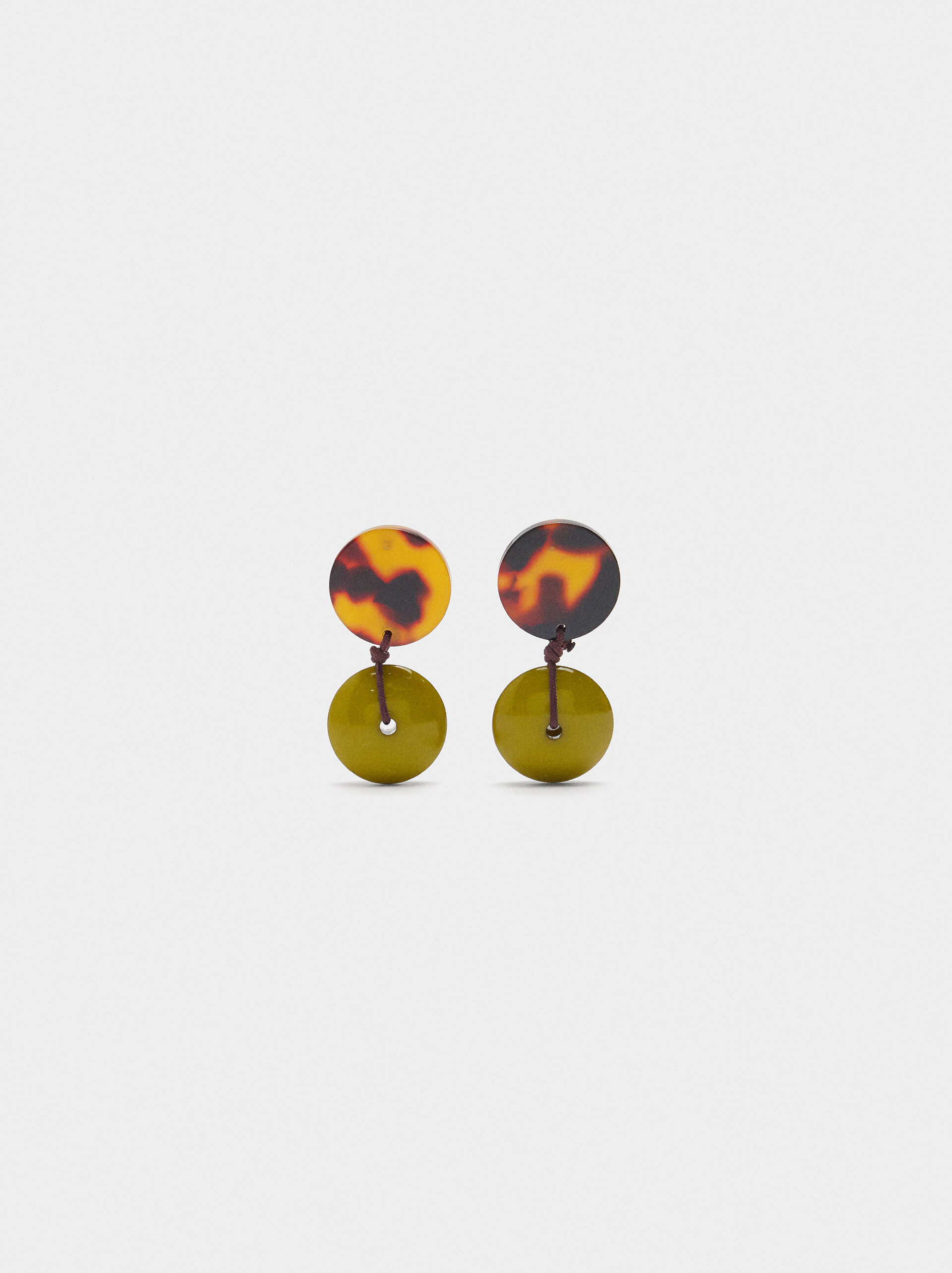 Round earrings with tortoiseshell effect image number 0.0