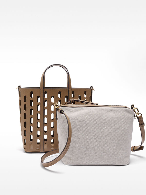 Perforated tote bag with removable pouch